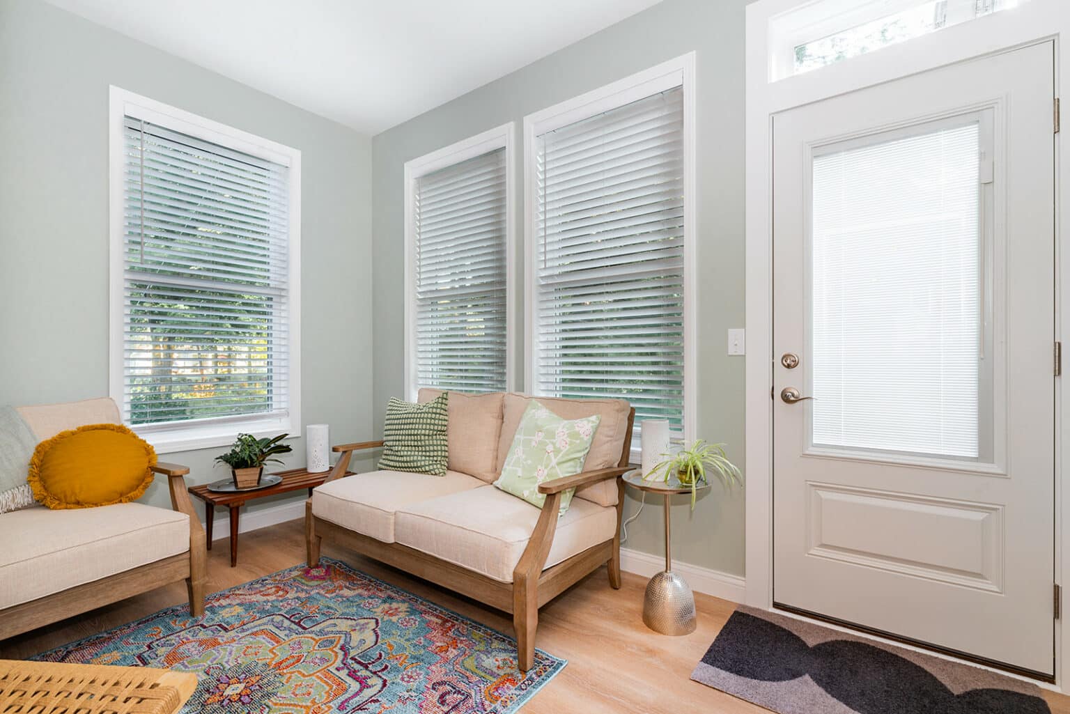 Bright, welcoming custom sitting space